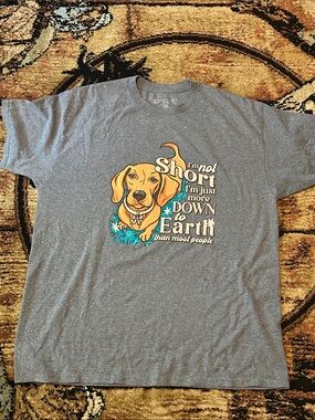 Dog Graphic Tee - Gray with Yellow Dog Illustration